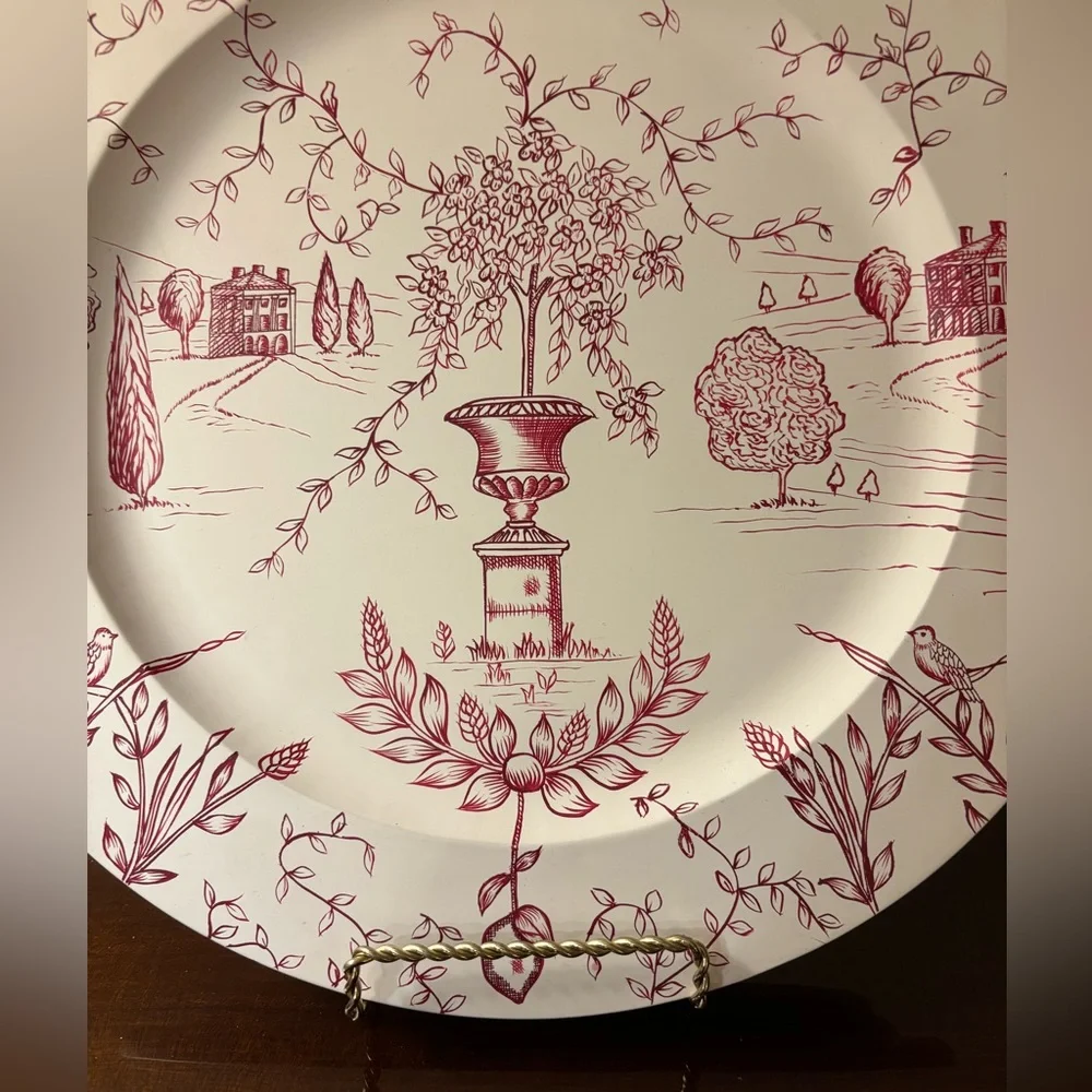 Wedgwood Toile Elegant Red and White Decorative Plate “Joie de vivre” Collection